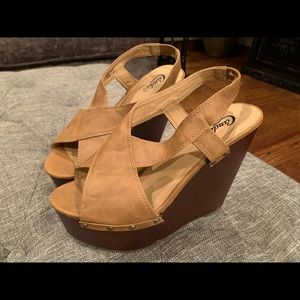 Candies Camel colored Wedge heels. Size 7.